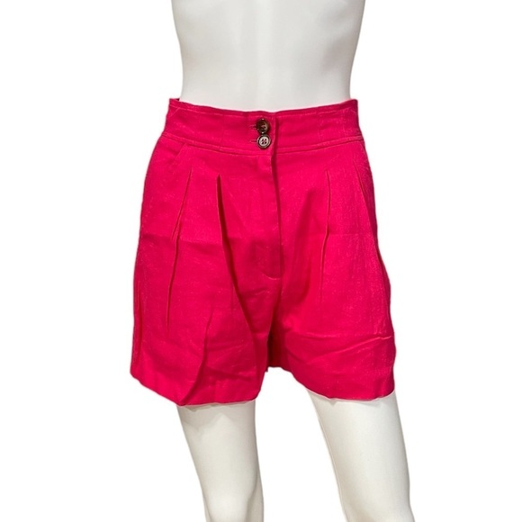 Jason Wu Fuscia Linen Blend Shorts - Picture 1 of 7